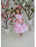 Pink Tea Length Flower Girl Dress